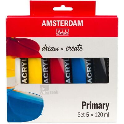 Amsterdam Acrylverf Primairset 5x120 ml 8712079300555 Verf Amsterdam Acrylverf Primairset 5x120 ml 8712079300555 Verf