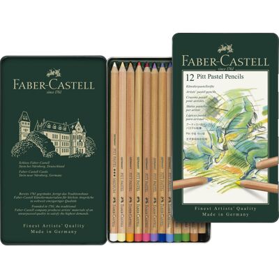Faber Castell Pastelpotlood Pitt - set 12 stuks in blik 4005401121121 Verf Faber Castell Pastelpotlood Pitt - set 12 stuks in blik 4005401121121 Verf