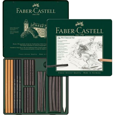 Faber Castell Houtskoolset Pitt Monochroom 24-delig 4005401129783 Verf Faber Castell Houtskoolset Pitt Monochroom 24-delig 4005401129783 Verf