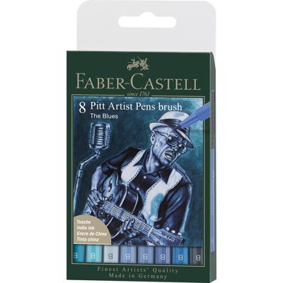 Faber Castell Pitt Artist Brushpen - set 8 stuks - Blues 4005401671732 Verf Faber Castell Pitt Artist Brushpen - set 8 stuks - Blues 4005401671732 Verf