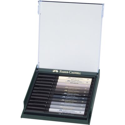 Faber Castell Pitt Artist Brushpen - set 12 stuks - grijstinten 4005402674237 Verf Faber Castell Pitt Artist Brushpen - set 12 stuks - grijstinten 4005402674237 Verf