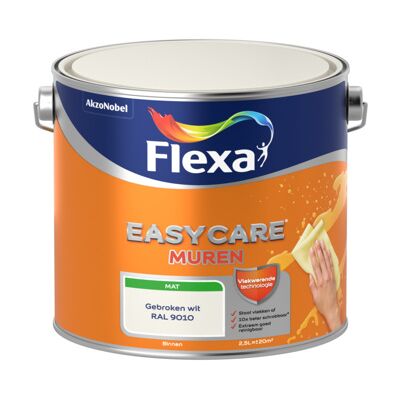 Flexa Easycare Muurverf Mat - RAL 9010 - 2,5 liter Flexa Easycare Muurverf Mat - RAL 9010 - 2,5 liter