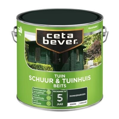 Cetabever Schuur en Tuinhuis Beits Dekkend Zijdeglans - Donkergroen Cetabever Schuur en Tuinhuis Beits Dekkend Zijdeglans - Donkergroen