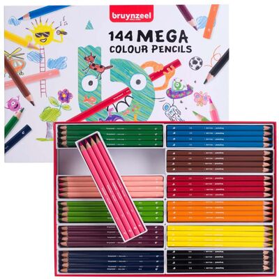 Bruynzeel Mega kleurpotlodenset - 12 x 12 kleuren 8712079498511 Verf Bruynzeel Mega kleurpotlodenset - 12 x 12 kleuren 8712079498511 Verf