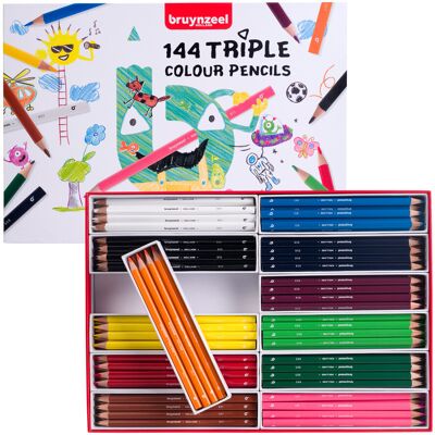 Bruynzeel Triple kleurpotlodenset - 12 x 12 kleuren 8712079498528 Verf Bruynzeel Triple kleurpotlodenset - 12 x 12 kleuren 8712079498528 Verf