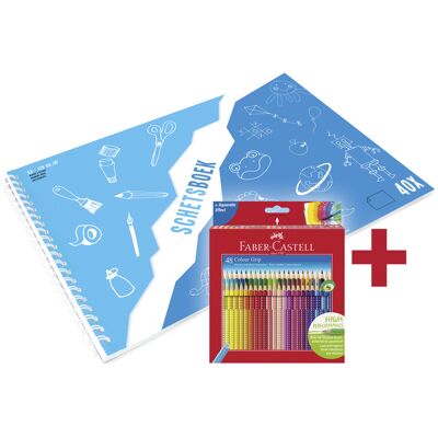 Faber Castell Grip Kleurpotlood - 48 stuks + gratis A3 Kangaro schetsboek 8712127116855 Verf Faber Castell Grip Kleurpotlood - 48 stuks + gratis A3 Kangaro schetsboek 8712127116855 Verf