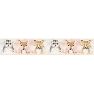 Noordwand Kids Walls Behangrand met bosdiertjes op watercolor roze achtergrond - 45890 4001860458907 Behang Noordwand Kids Walls Behangrand met bosdiertjes op watercolor roze achtergrond - 45890 4001860458907 Behang