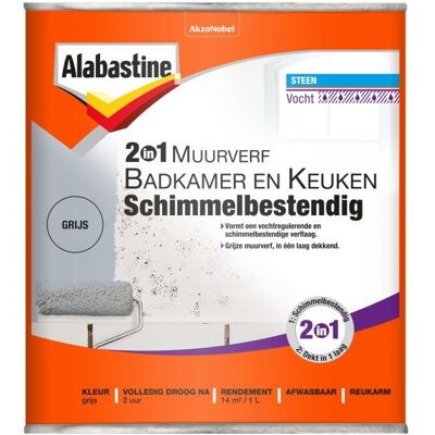 Alabastine 2-in-1 Muurverf Badkamer en Keuken Schimmelbestendig Alabastine 2-in-1 Muurverf Badkamer en Keuken Schimmelbestendig
