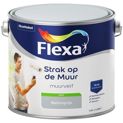 Flexa Strak op de Muur Muurverf - Mat - 2,5 liter - Beton Flexa Strak op de Muur Muurverf - Mat - 2,5 liter - Beton