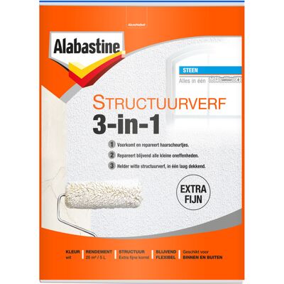 Alabastine Structuurverf 3-in-1 - 5 liter Wit 8710839114237 Verf Alabastine Structuurverf 3-in-1 - 5 liter Wit 8710839114237 Verf