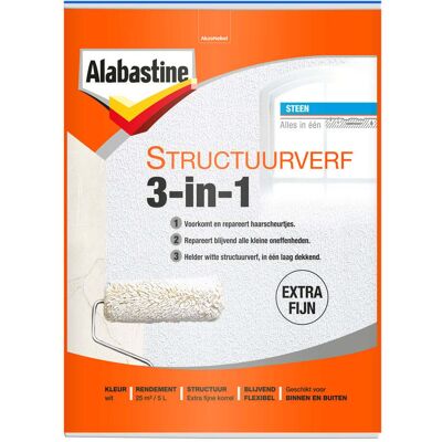Alabastine Structuurverf 3-in-1 - 5 liter Wit Alabastine Structuurverf 3-in-1 - 5 liter Wit