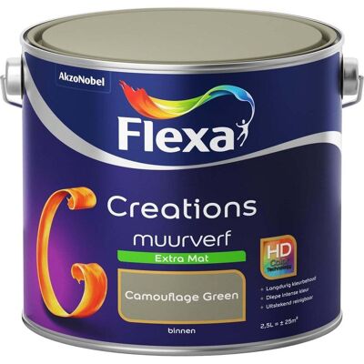 Flexa Flexa Creations Muurverf Extra Mat - Camouflage Green 2.5 liter 8711113106375 Verf Flexa Flexa Creations Muurverf Extra Mat - Camouflage Green 2.5 liter 8711113106375 Verf