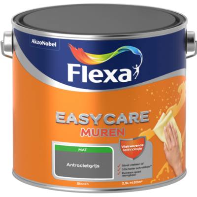 Flexa Easycare Muurverf Mat - Antracietgrijs - 2,5 liter Flexa Easycare Muurverf Mat - Antracietgrijs - 2,5 liter