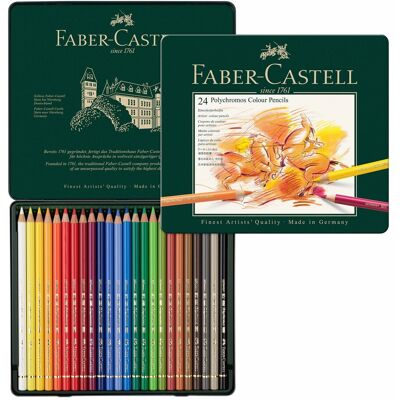 Faber Castell Polychromos - set 24 stuks in blik 4005401100249 Verf Faber Castell Polychromos - set 24 stuks in blik 4005401100249 Verf