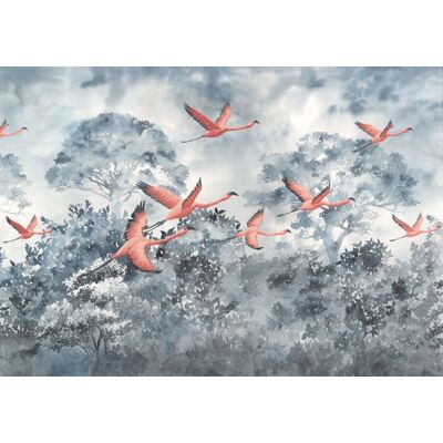 Noordwand Komar Ink Fotobehang Flamingos in the Sky - INX8-053 4055065230530 Behang Noordwand Komar Ink Fotobehang Flamingos in the Sky - INX8-053 4055065230530 Behang