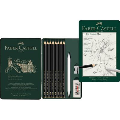 Faber Castell Pitt Grafietpotlood Mat - 11 stuks in blik 4005401152200 Verf Faber Castell Pitt Grafietpotlood Mat - 11 stuks in blik 4005401152200 Verf