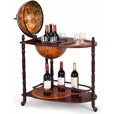 Costway Vintage Globe Bar Wereldkaart Eucalyptus Hout met Wielen voor het Opbergen van Flessen en Glazen 16e Eeuw Flessenhouder 70 x 45 x 88 cm - Veelkleurig Costway Vintage Globe Bar Wereldkaart Eucalyptus Hout met Wielen voor het Opbergen van Flessen en Glazen 16e Eeuw Flessenhouder 70 x 45 x 88 cm - Veelkleurig