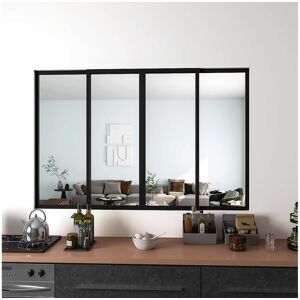 AICA Schuifdeur voor Werkplaats in Zwart Aluminium – L183xH108cm, 4 Panelen van 4mm gehard glas, Elegante Scheiding Keuken/Woonkamer - Zwart AICA Schuifdeur voor Werkplaats in Zwart Aluminium – L183xH108cm, 4 Panelen van 4mm gehard glas, Elegante Scheiding Keuken/Woonkamer - Zwart