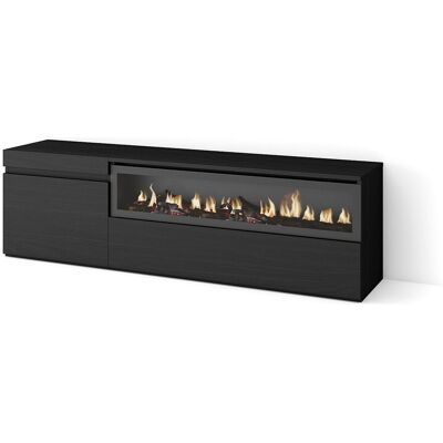 Skraut Home TV-Meubel, Lowboard, 150x35x45cm, Voor tv's tot 65", Elektrische haard, Zwart - Zwart Skraut Home TV-Meubel, Lowboard, 150x35x45cm, Voor tv's tot 65", Elektrische haard, Zwart - Zwart