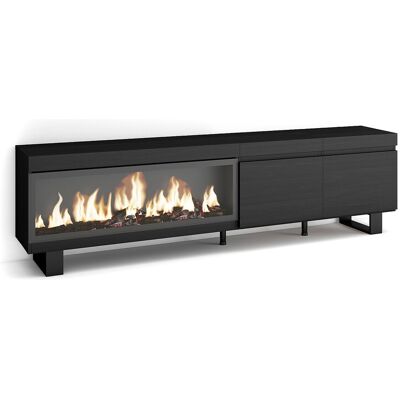 Skraut Home TV-Meubel, Lowboard, 208x35x57cm, Voor tv's tot 80", Elektrische haard XXL, Industrieel design, Zwart - Zwart Skraut Home TV-Meubel, Lowboard, 208x35x57cm, Voor tv's tot 80", Elektrische haard XXL, Industrieel design, Zwart - Zwart