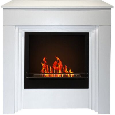 Cheminée au bioéthanol au sol BELLINI en bois blanc Made in Italy L96 x P35 x H96 - Wit Cheminée au bioéthanol au sol BELLINI en bois blanc Made in Italy L96 x P35 x H96 - Wit