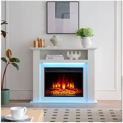 Elektrische haard BALDERIA Liora - staande haard, opbergvak, verwarming - wit - Wit Elektrische haard BALDERIA Liora - staande haard, opbergvak, verwarming - wit - Wit