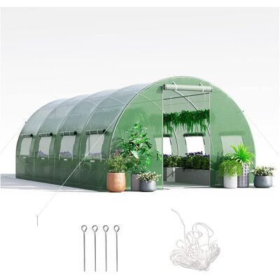 Costway Tunneltuinkas 600x300x200 CM Stevig gegalvaniseerd stalen frame, winddichte tunnelkas met hoepel 8 oprolbare ramen 2 deuren met ritssluiting - Groen Costway Tunneltuinkas 600x300x200 CM Stevig gegalvaniseerd stalen frame, winddichte tunnelkas met hoepel 8 oprolbare ramen 2 deuren met ritssluiting - Groen