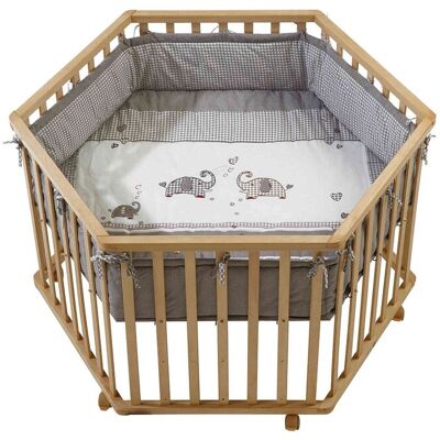 Roba Zeskantige babybox Jumbo Twins grijs - Natuurlijk licht Roba Zeskantige babybox Jumbo Twins grijs - Natuurlijk licht