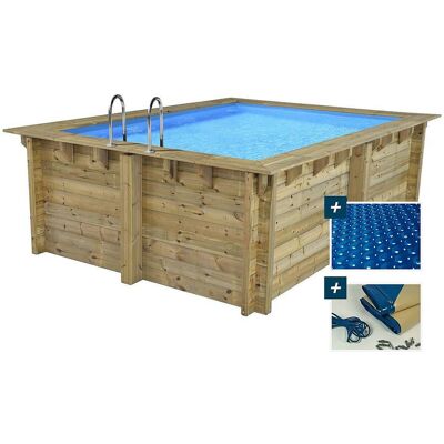 Habitat et jardin Houten zwembad rechthoekig "Caimans" - 410 x 300 x 124 m + noppenfolie zwembadfolie 180 µ - Afdekzeil winter zwembad winterzeil 280 g/m² - Bruin Habitat et jardin Houten zwembad rechthoekig "Caimans" - 410 x 300 x 124 m + noppenfolie zwembadfolie 180 µ - Afdekzeil winter zwembad winterzeil 280 g/m² - Bruin