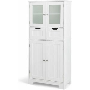 Costway Badkamerkolom 60 x 30 x 128 cm hoge kast met verstelbare planken voor woonkamer, keuken, wit - Wit Costway Badkamerkolom 60 x 30 x 128 cm hoge kast met verstelbare planken voor woonkamer, keuken, wit - Wit