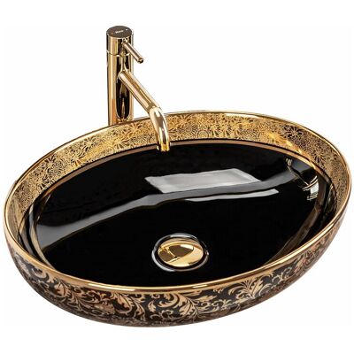 Opzetwastafel Rea Margot Black Gold - Zwart Opzetwastafel Rea Margot Black Gold - Zwart