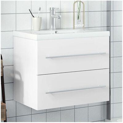 vidaxl Wastafelkast met ingebouwde wasbak wit - Wit vidaxl Wastafelkast met ingebouwde wasbak wit - Wit