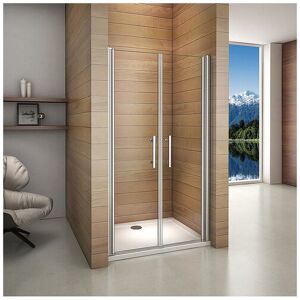 Aica Draaibare douchedeur 85x197cm, draaibare douchedeur 180°, glas 6mm anti scaling, niche installatie - Zilverkleurig Aica Draaibare douchedeur 85x197cm, draaibare douchedeur 180°, glas 6mm anti scaling, niche installatie - Zilverkleurig
