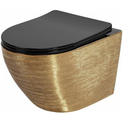 Hangende Toilet Rea Carlo Mini Riml Dur/Flat/Zm Brush Gold - Goudkleurig Hangende Toilet Rea Carlo Mini Riml Dur/Flat/Zm Brush Gold - Goudkleurig