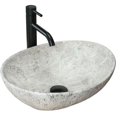 Opzetwastafel Rea Sofia Light Stone Oval Grey - Grijs Opzetwastafel Rea Sofia Light Stone Oval Grey - Grijs