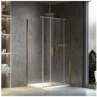 Douchecabine Rea Montana 140X90 Brush Gold - Goudkleurig Douchecabine Rea Montana 140X90 Brush Gold - Goudkleurig