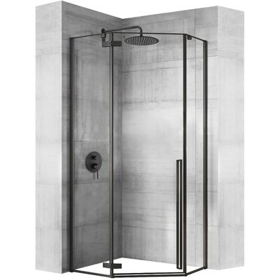 Douchecabine Rea Diamond 80X80 Black + Douchebak Savoy White - Zwart Douchecabine Rea Diamond 80X80 Black + Douchebak Savoy White - Zwart
