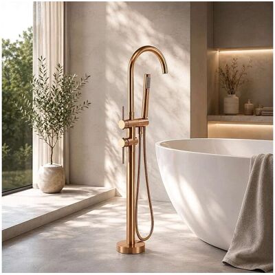 Vrijstaande Badkuip Mengkraan Boléro in Roségoud 1180mm Hoogte - Bronze Vrijstaande Badkuip Mengkraan Boléro in Roségoud 1180mm Hoogte - Bronze