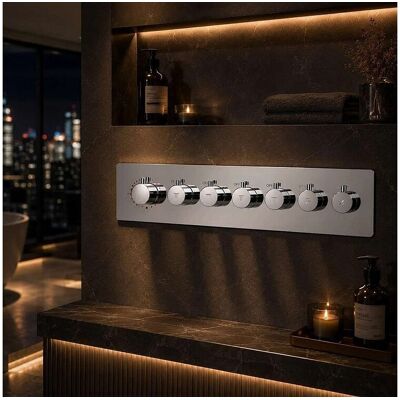 Hermès 6-Weg Chroom Thermostatische Douchekraan - Zilverkleurig Hermès 6-Weg Chroom Thermostatische Douchekraan - Zilverkleurig