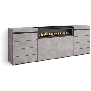 Skraut Home Ladekast, Commode, 214x35x75cm, Voor slaapkamer, kamer, Elektrische haard, Cement - Grijs Skraut Home Ladekast, Commode, 214x35x75cm, Voor slaapkamer, kamer, Elektrische haard, Cement - Grijs
