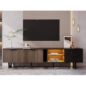 ModernLuxe TV-meubel L 200cm met LED - 2 deuren & 2 lades - Bruin - Bruin ModernLuxe TV-meubel L 200cm met LED - 2 deuren & 2 lades - Bruin - Bruin