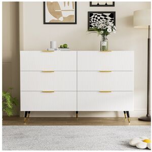 Merax Ladekast met 6 laden - 120 x 40 x 77 cm - Spaanplaat - voor woonkamer, slaapkamer - Witte kleur - Wit Merax Ladekast met 6 laden - 120 x 40 x 77 cm - Spaanplaat - voor woonkamer, slaapkamer - Witte kleur - Wit