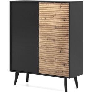 DOMO HOME Commode WILLOW KD-104 – 104 cm Breed, 125 cm Hoog, 39 cm Diep, 2 Deuren, Zwart Artisan Eiken, Stabiele Constructie - Zwart DOMO HOME Commode WILLOW KD-104 – 104 cm Breed, 125 cm Hoog, 39 cm Diep, 2 Deuren, Zwart Artisan Eiken, Stabiele Constructie - Zwart