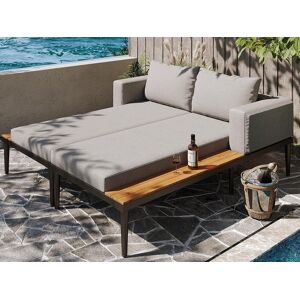ModernLuxe Dubbele canapé-lit voor buitenplaats 150x140x30cm - Multifunctionele waterdichte canapé-lit - Met plank - Metaal, Polyester - Grijs - Grijs ModernLuxe Dubbele canapé-lit voor buitenplaats 150x140x30cm - Multifunctionele waterdichte canapé-lit - Met plank - Metaal, Polyester - Grijs - Grijs