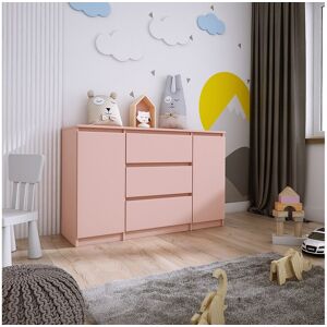 Ladekast met 2 deuren en 3 laden, 120 x 78 x 39 cm, kleur: roze - Roze Ladekast met 2 deuren en 3 laden, 120 x 78 x 39 cm, kleur: roze - Roze