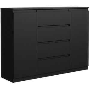 MebLocker ladekast met 4 lades, 2 deuren, 140 cm, ideaal voor de woonkamer, slaapkamer, kinderkamer en kantoor, moderne en elegante oplossing (zwart) - Zwart MebLocker ladekast met 4 lades, 2 deuren, 140 cm, ideaal voor de woonkamer, slaapkamer, kinderkamer en kantoor, moderne en elegante oplossing (zwart) - Zwart