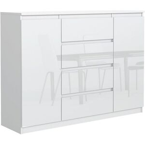 MebLocker ladekast met 4 lades, 2 deuren, 120 cm, ideaal voor de woonkamer, slaapkamer, kinderkamer en kantoor, oplossing - Wit MebLocker ladekast met 4 lades, 2 deuren, 120 cm, ideaal voor de woonkamer, slaapkamer, kinderkamer en kantoor, oplossing - Wit