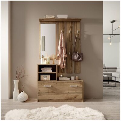 SELSEY Entreehal / Entreemeubel - wotan eiken, 85 cm - YESFIR - Natuurlijk donker SELSEY Entreehal / Entreemeubel - wotan eiken, 85 cm - YESFIR - Natuurlijk donker