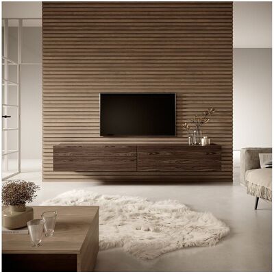 SELSEY TV-meubel 200 cm - Walnoot - BISIRA - Donkerbruin SELSEY TV-meubel 200 cm - Walnoot - BISIRA - Donkerbruin