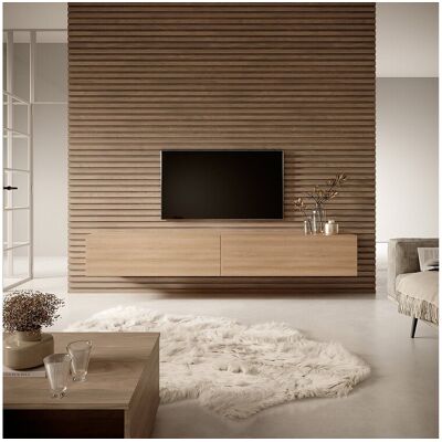 SELSEY TV-meubel - 200 cm - Linberg eik - Bisira - Natuurlijk licht SELSEY TV-meubel - 200 cm - Linberg eik - Bisira - Natuurlijk licht
